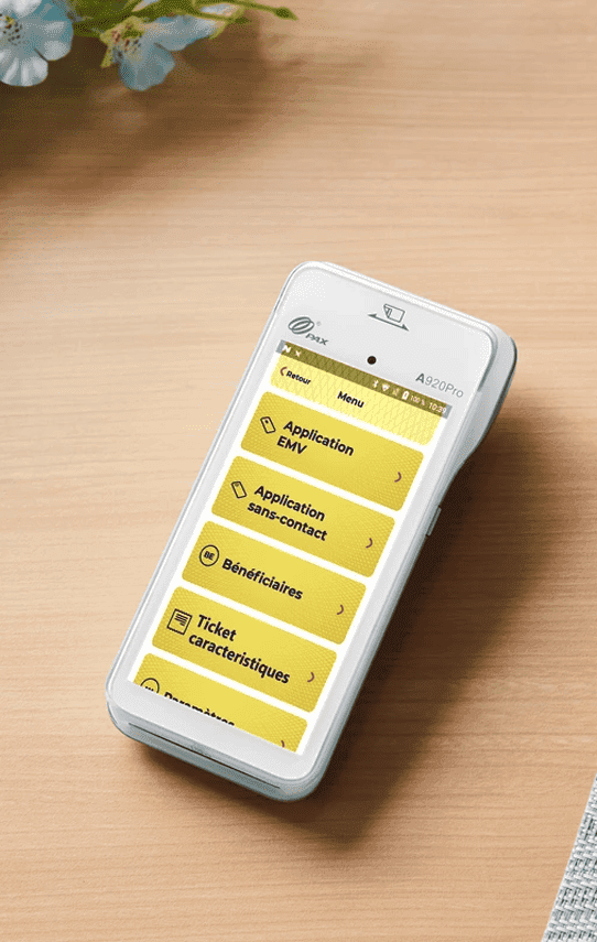 Mobile payment terminal showcasing Host Merchant Services payment solutions.
