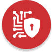 Secure payment processing icon with shield and circuit design.