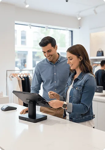 Secure POS payment processing with Host Merchant Services in retail stores.