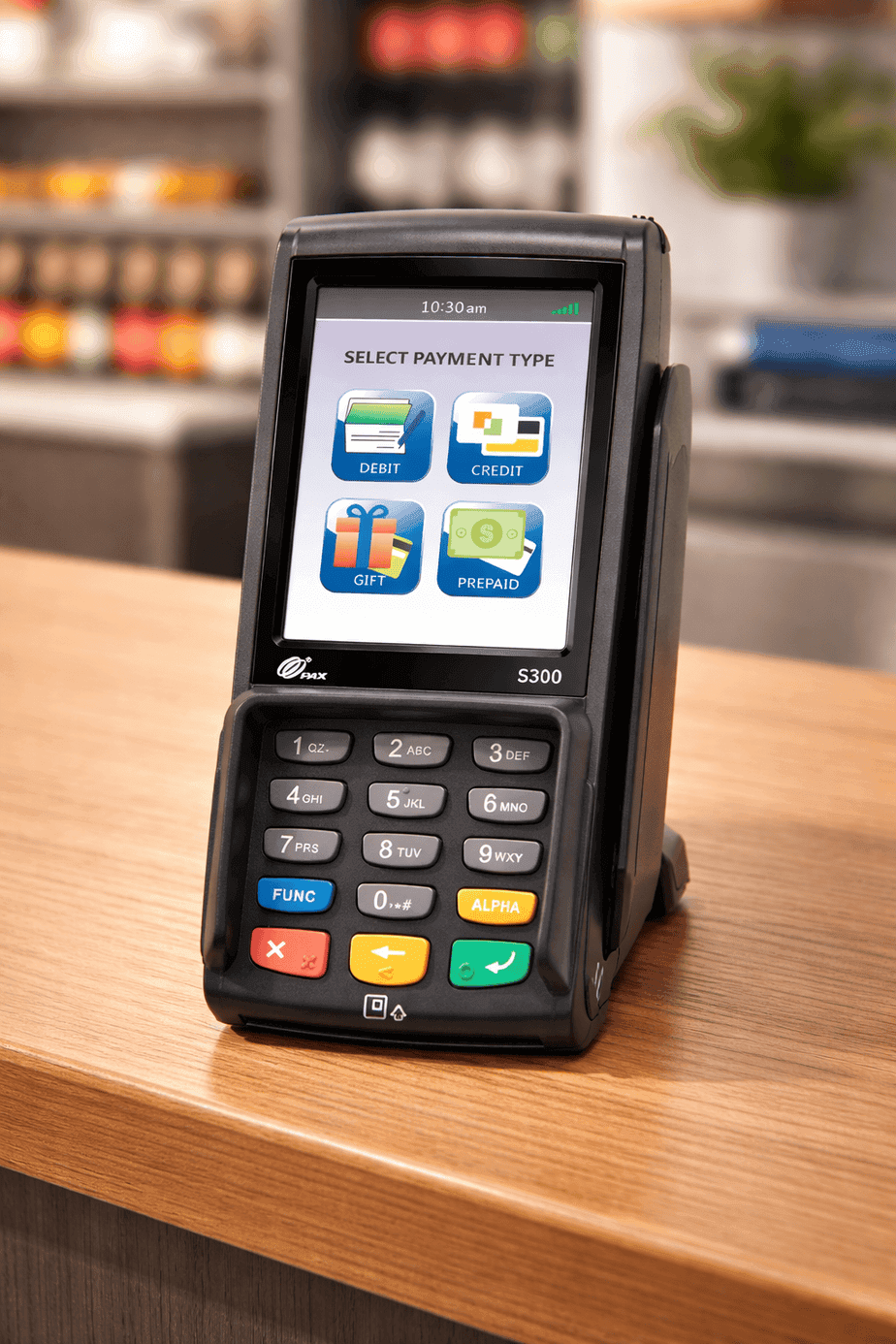 Mobile payment terminal for merchant services, secure credit card processing solution.