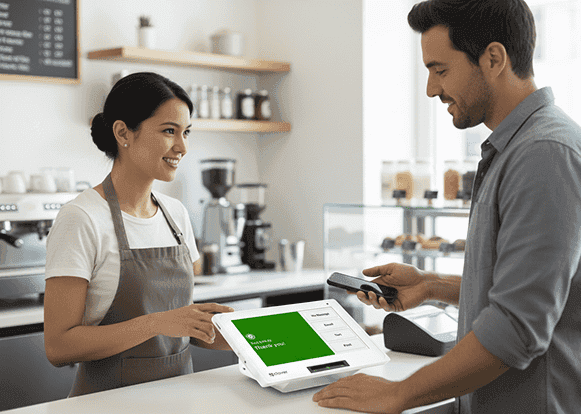Contactless payment system at Host Merchant Services for seamless transactions.