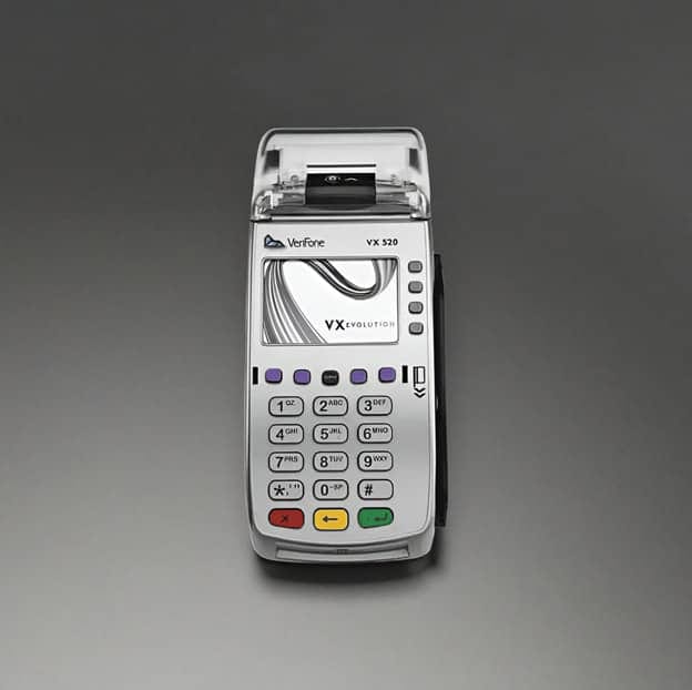 VeriFone VX 520 payment terminal for secure card transactions in business.