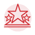 Three-star award trophy with stars and ribbon symbolizing excellence.