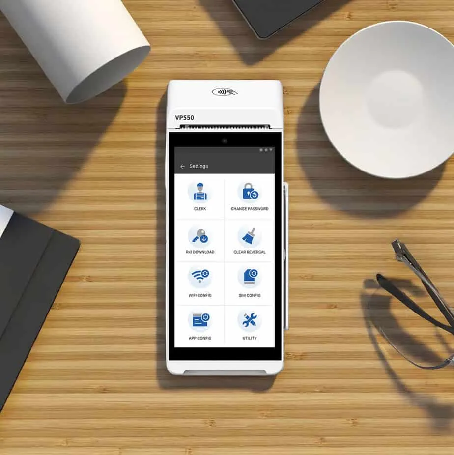 Mobile payment terminal with customizable settings for Host Merchant Services.