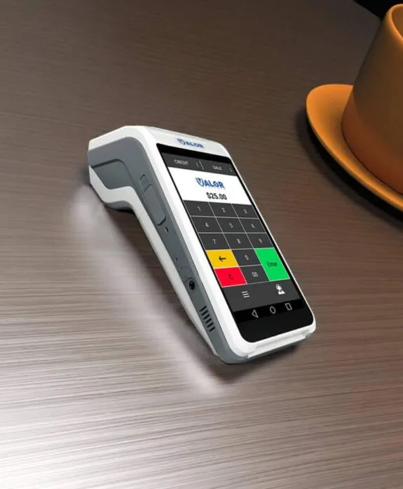 Portable credit card terminal for Host Merchant Services payment processing systems.