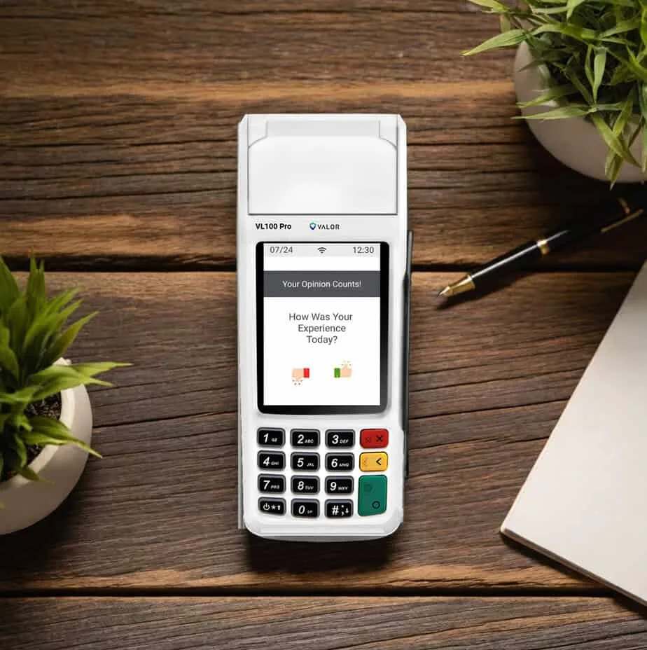 Touchless payment terminal for Host Merchant Services at point of sale.