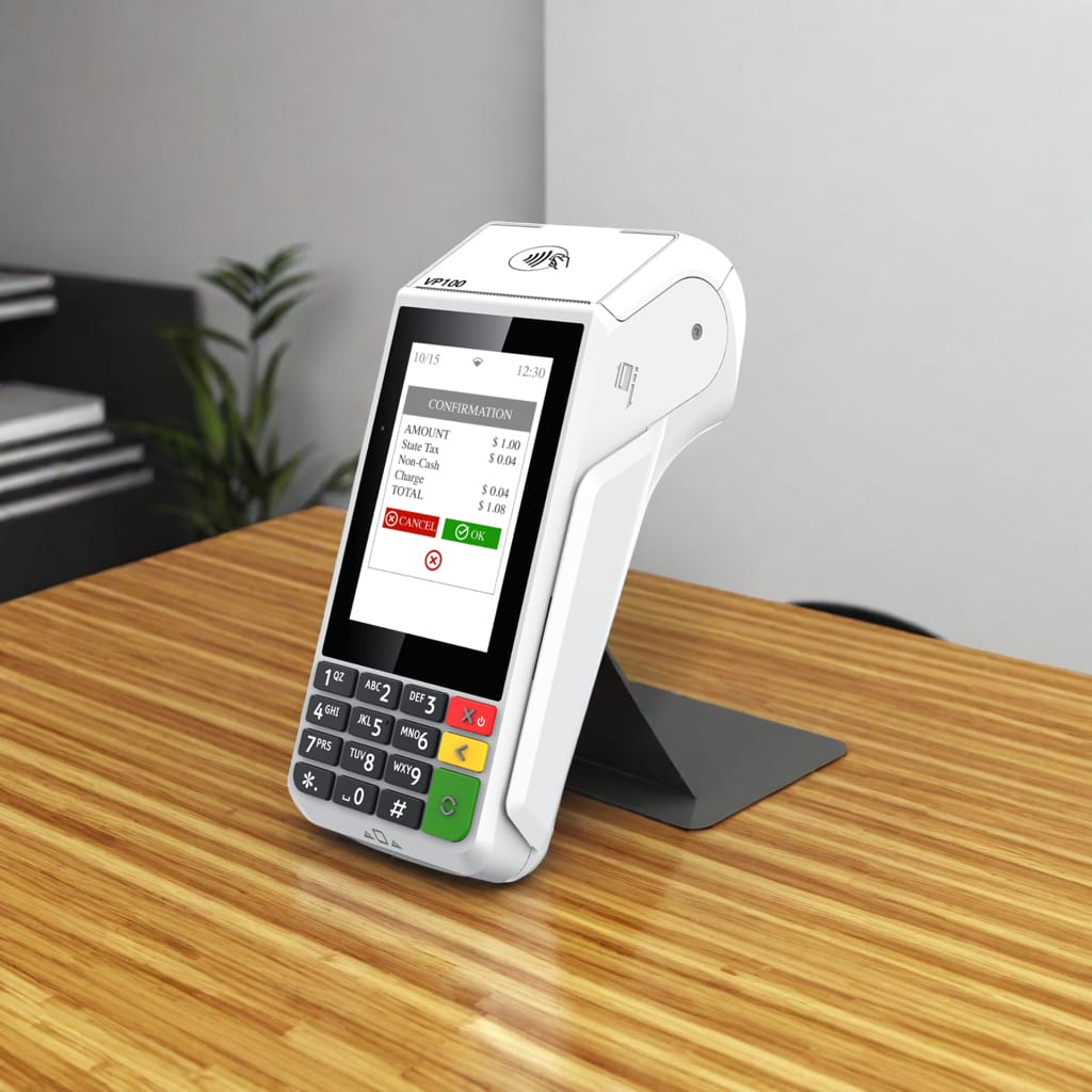 Contactless credit card payment terminal for small business merchant services.