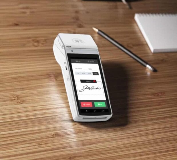 Contactless credit card reader for Host Merchant Services payment processing.