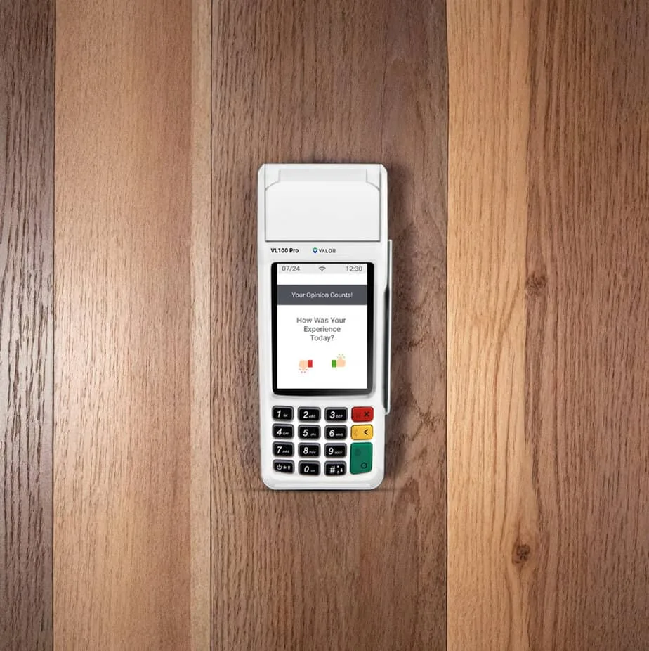 Touchless payment terminal for merchant transactions at Host Merchant Services.