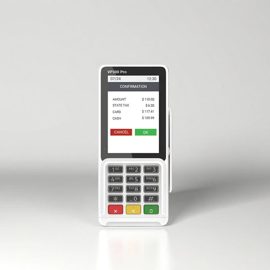 Portable credit card payment terminal for Host Merchant Services.