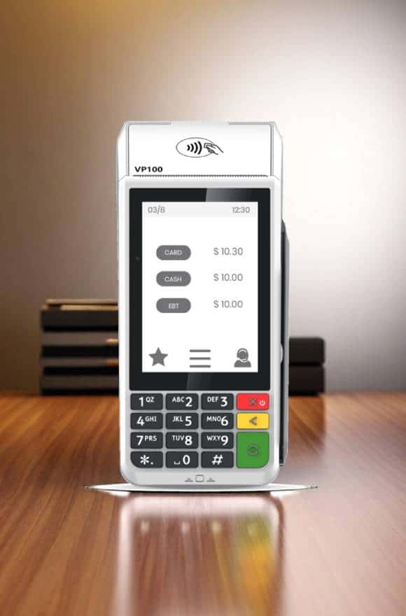 Contactless payment terminal for Host Merchant Services, secure credit card transactions.