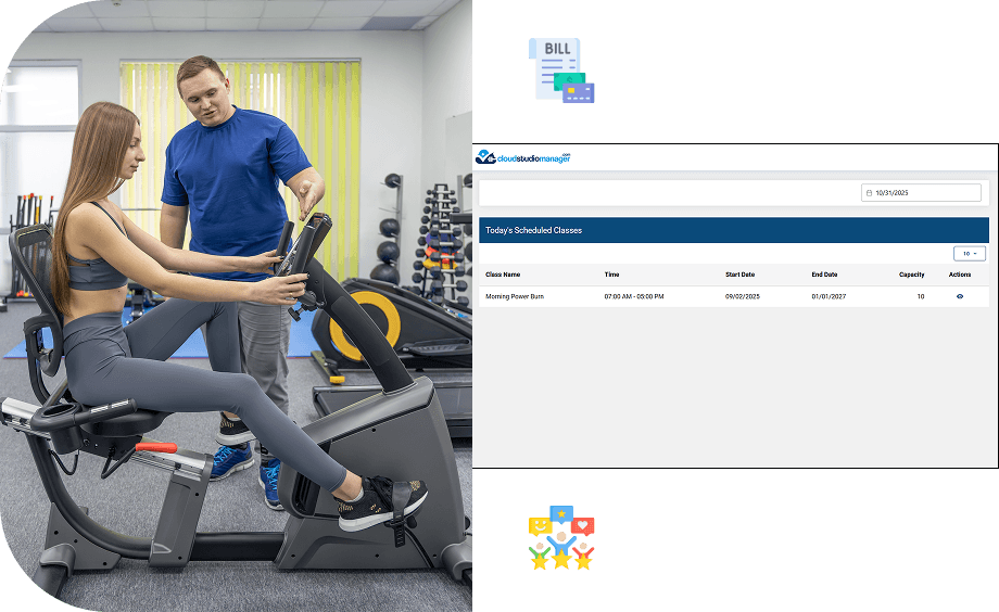 Yoga studio class scheduling software for fitness centers and wellness businesses.