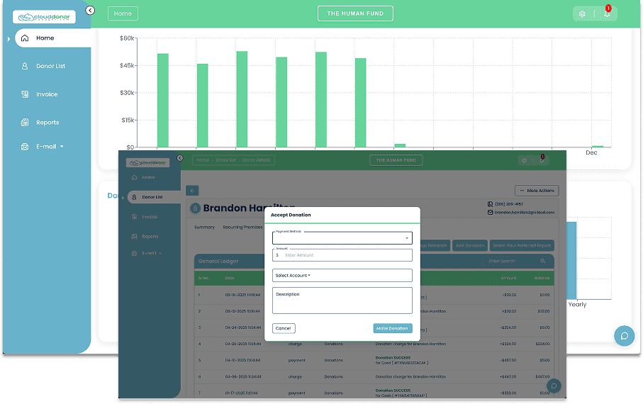 cloud donor manager dashboard