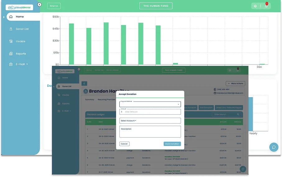 cloud donor manager dashboard
