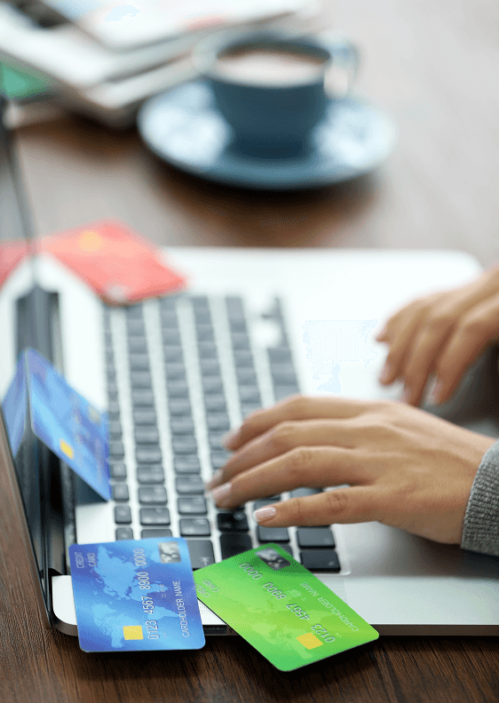 Wireless payment technology at a busy trade show booth.