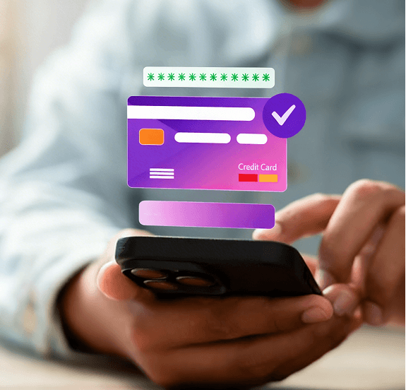 Secure digital credit card processing on mobile device, payment security and merchant services.
