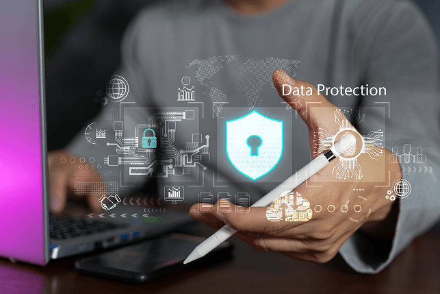 Data protection cybersecurity digital security concept.