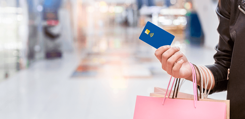 E-commerce payment solution at checkout kiosk.