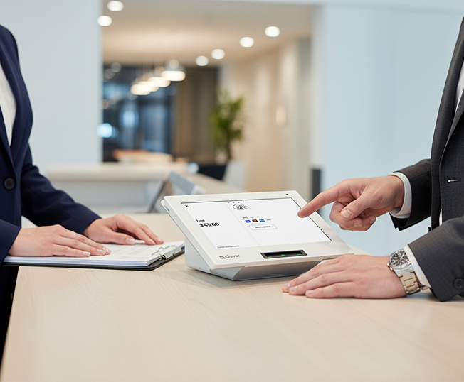 Secure payment processing on tablet for small business transactions.