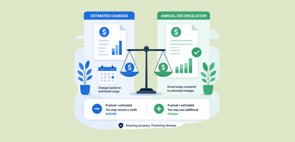 Estimated Charges vs Annual Reconciliation