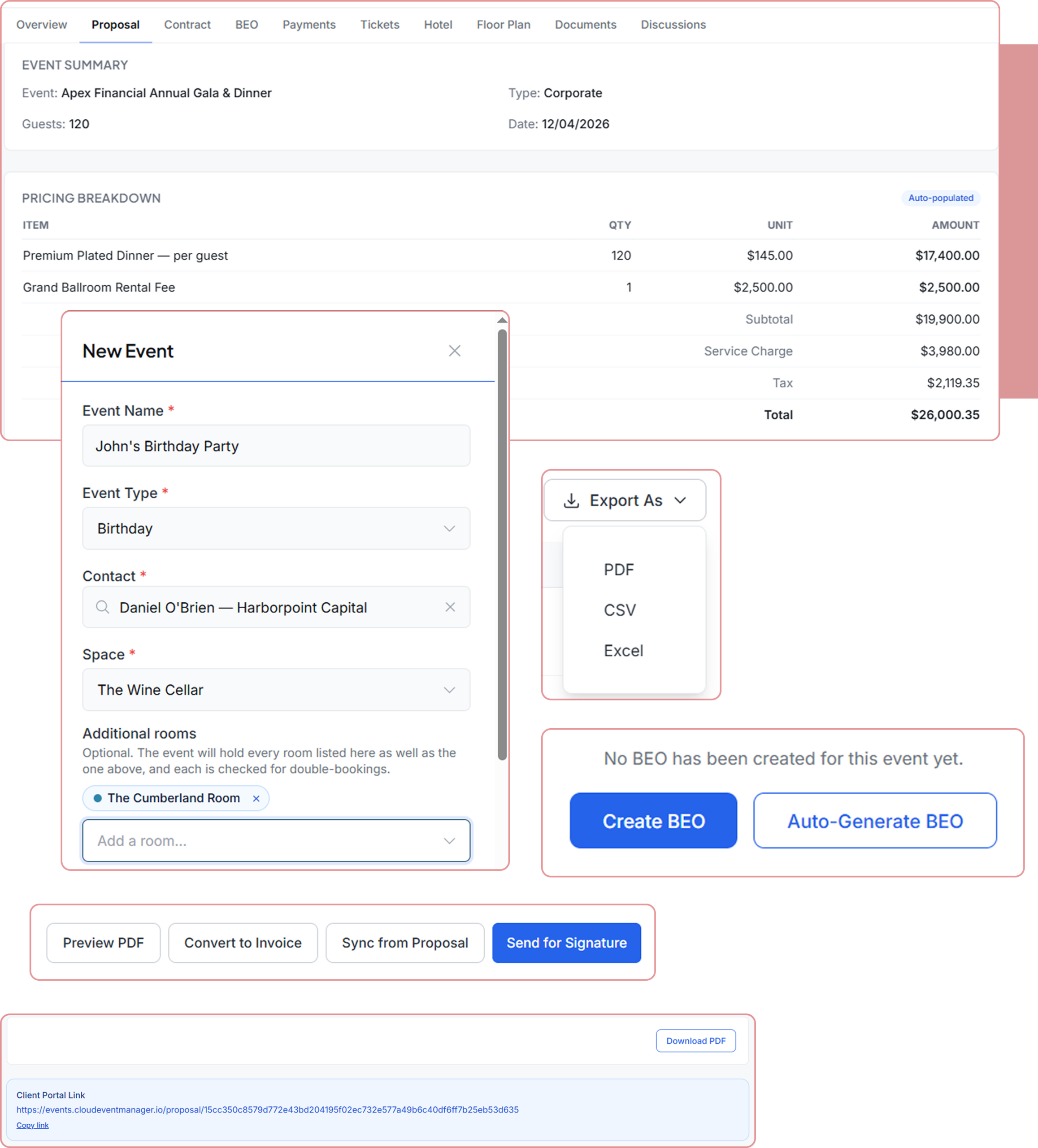 Proposals, Contracts, and BEOs