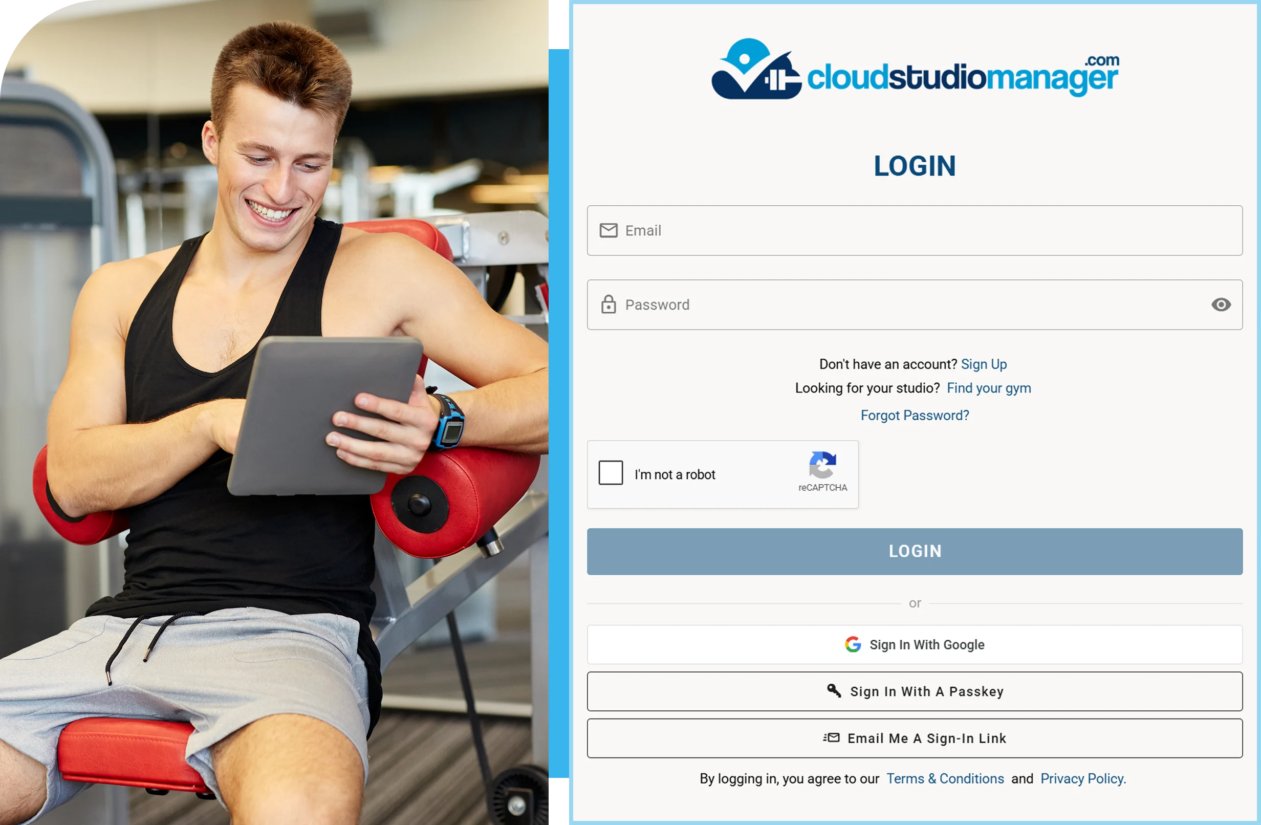 Fitness professional using a tablet to manage gym billing, payments, and member accounts