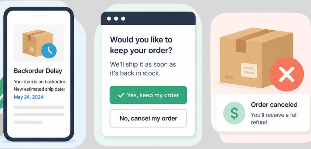 Backorder delays notice consent and cancellations Backorder delays notice consent and cancellations