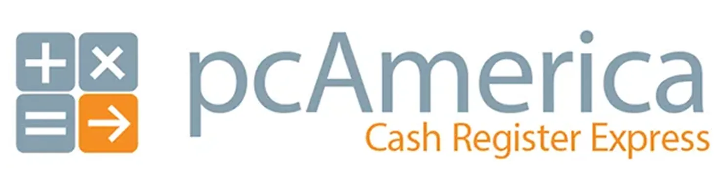 Cash Register Express by pcAmerica logo for retail and restaurant point-of-sale software