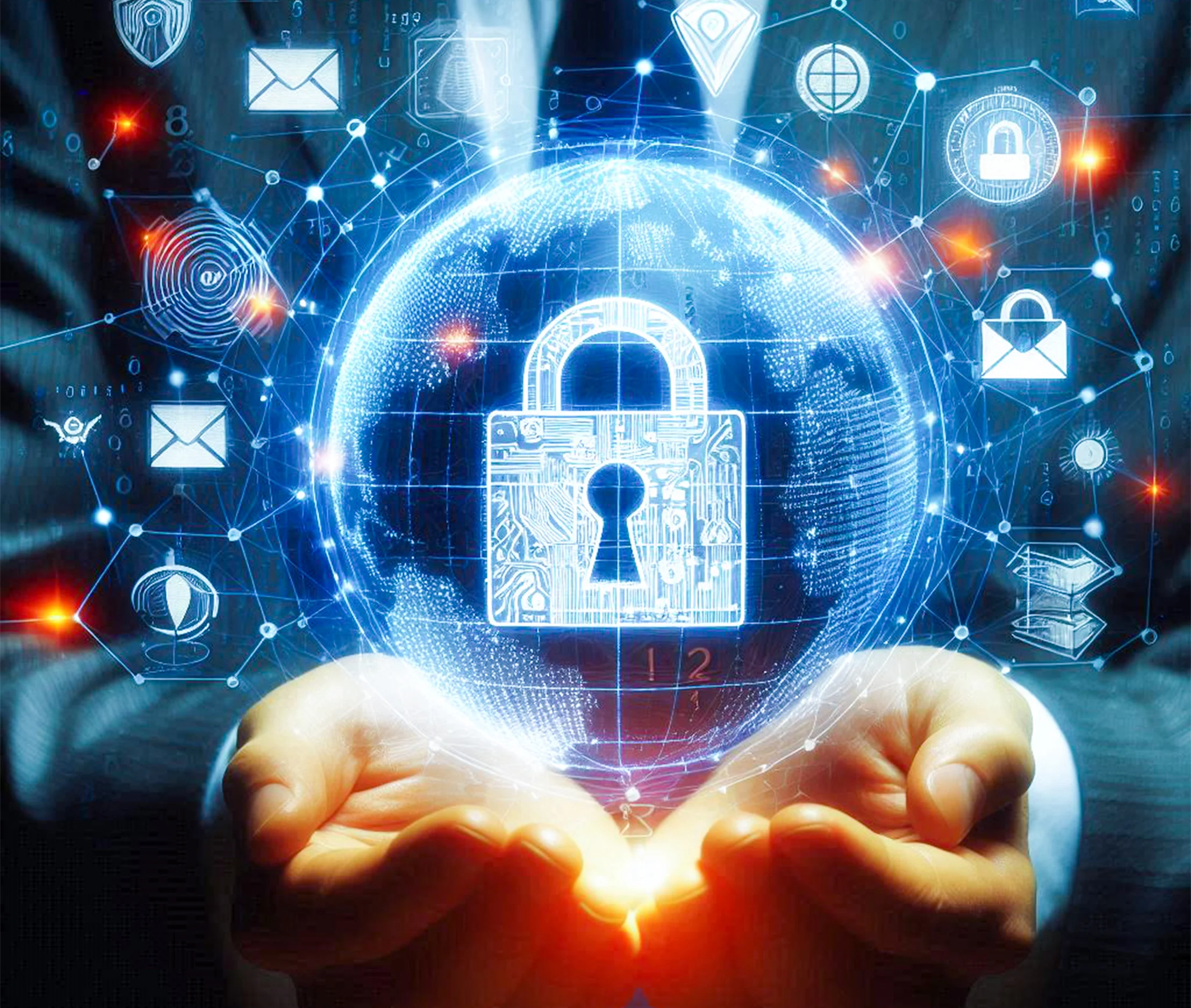 Digital security concept with a padlock representing protected ACH payment authorization, processing, and settlement