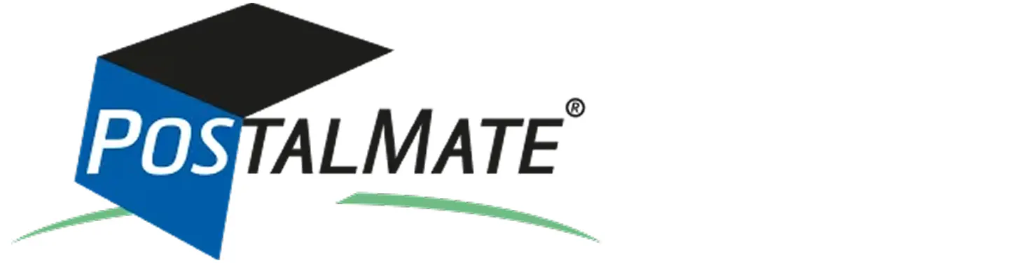 PostalMate logo for multi-carrier shipping, point-of-sale, mailbox management, and customer receipt software