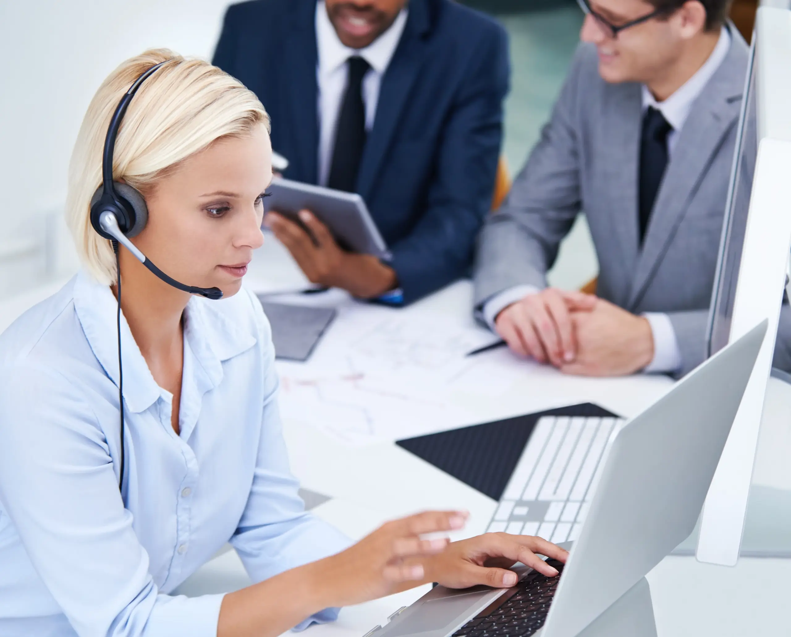 Customer support representative assisting HMS agents with product catalog, hardware, sales, and merchant solution questions
